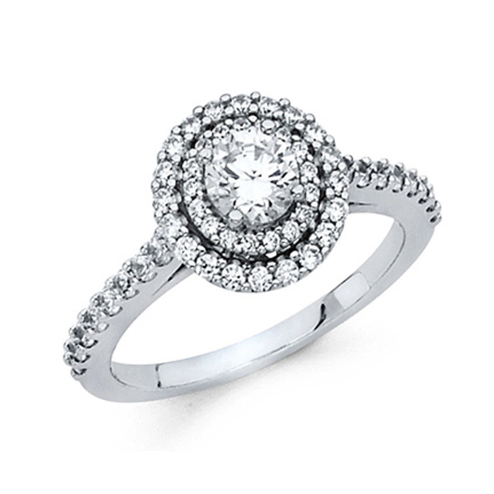 Round Halo & Scalloped Sides Cathedral CZ Ring